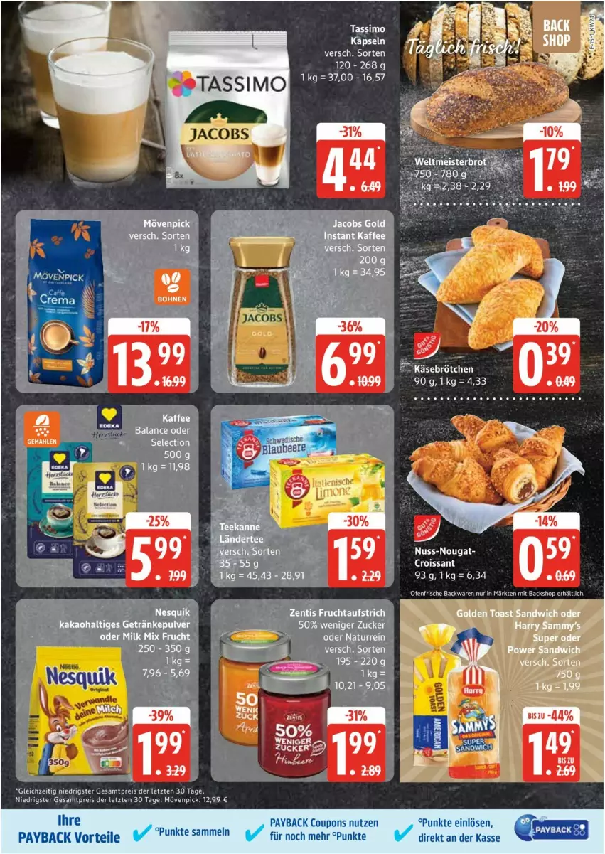 Aktueller Prospekt Edeka - Prospekte - von 09.06 bis 14.06.2025 - strona 15 - produkty: backwaren, coupon, coupons, Croissant, eis, frische backwaren, jacobs, mövenpick, nuss, Ofen, payback, reis, sim, tassimo, Ti, ZTE