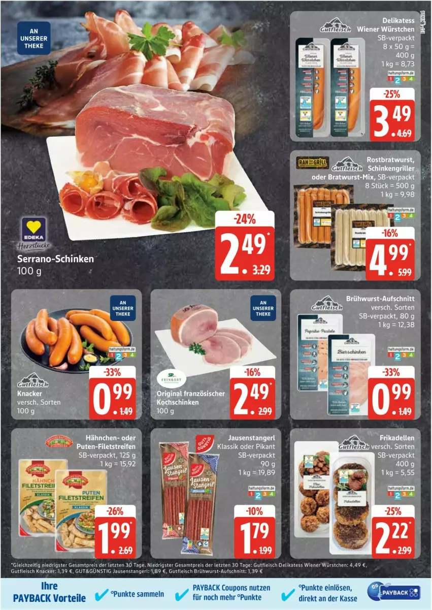 Aktueller Prospekt Edeka - Prospekte - von 09.06 bis 14.06.2025 - strona 7 - produkty: aufschnitt, Brühwurst, coupon, coupons, eis, fleisch, grill, gutfleisch, knacker, lion, payback, reis, schinken, serrano, tee, Ti, wiener, wiener würstchen, wurst, würstchen, ZTE