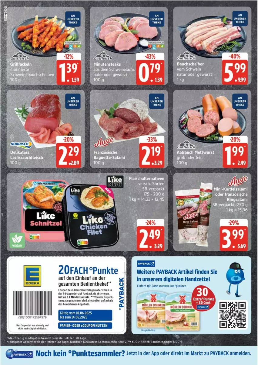 Aktueller Prospekt Edeka - Prospekte - von 09.06 bis 14.06.2025 - strona 8 - produkty: angebot, Bau, bauchscheiben, coupon, eis, fleisch, gutfleisch, lachs, papier, payback, Rauch, reis, tesa, Ti, ZTE