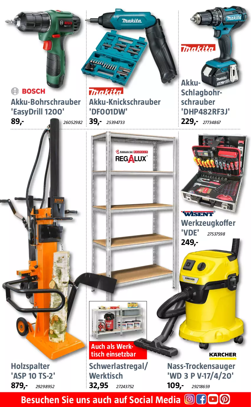 Aktueller Prospekt Bauhaus - Prospekte - von 30.12.2022 bis 28.01.2023 - strona 2 - produkty: akku, akku-bohrschrauber, Bohrschrauber, Holz, Holzspalter, HP, koffer, regal, schwerlastregal, Ti, tisch, Trockensauger, werkzeug