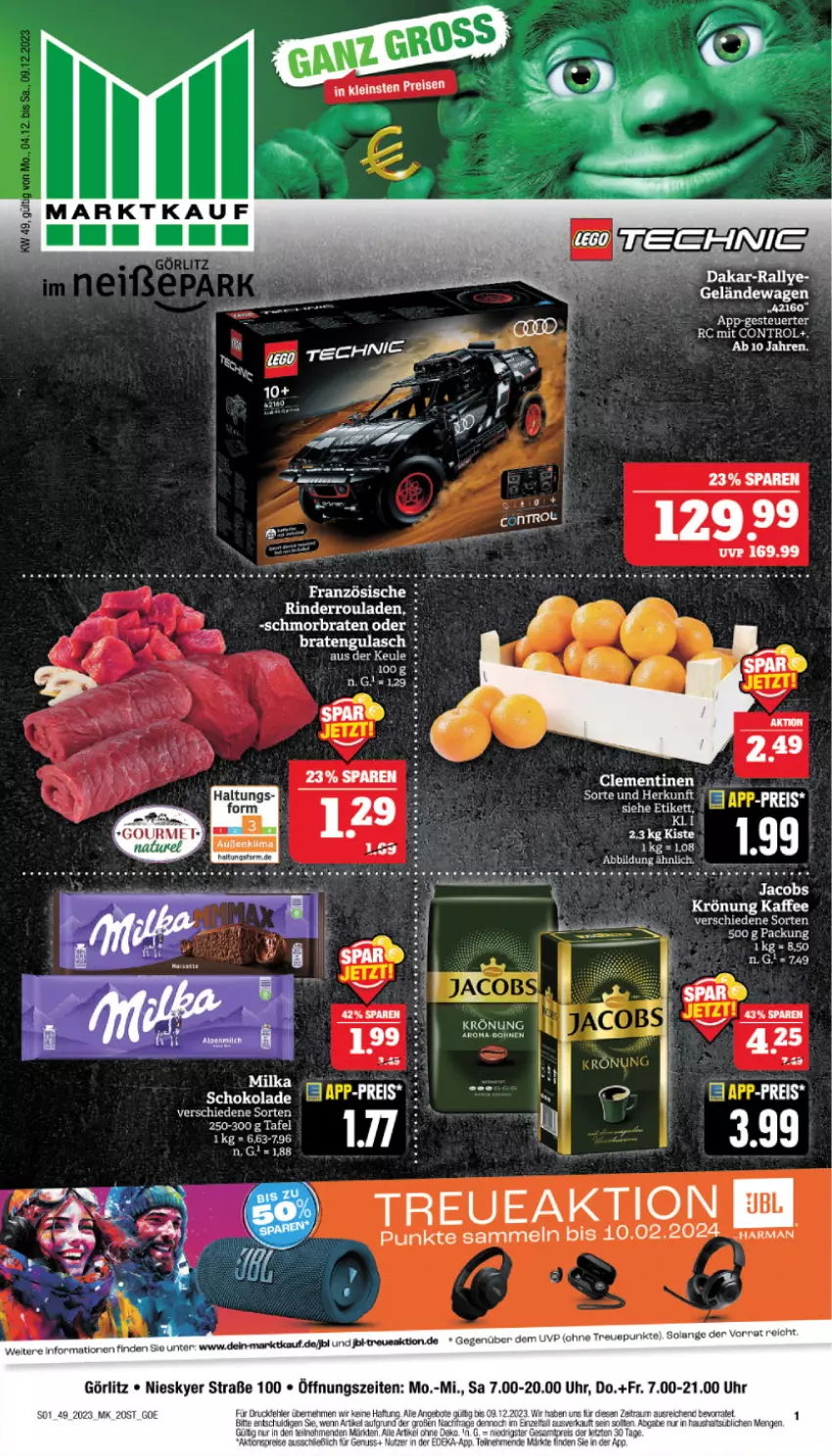 Aktueller Prospekt Marktkauf - Prospekt - von 03.12 bis 09.12.2023 - strona 1 - produkty: braten, clementinen, eis, gulasch, jacobs, reis, rind, rinder, Rinderroulade, rinderrouladen, rouladen, schmorbraten, schoko, schokolade, Ti, uhr