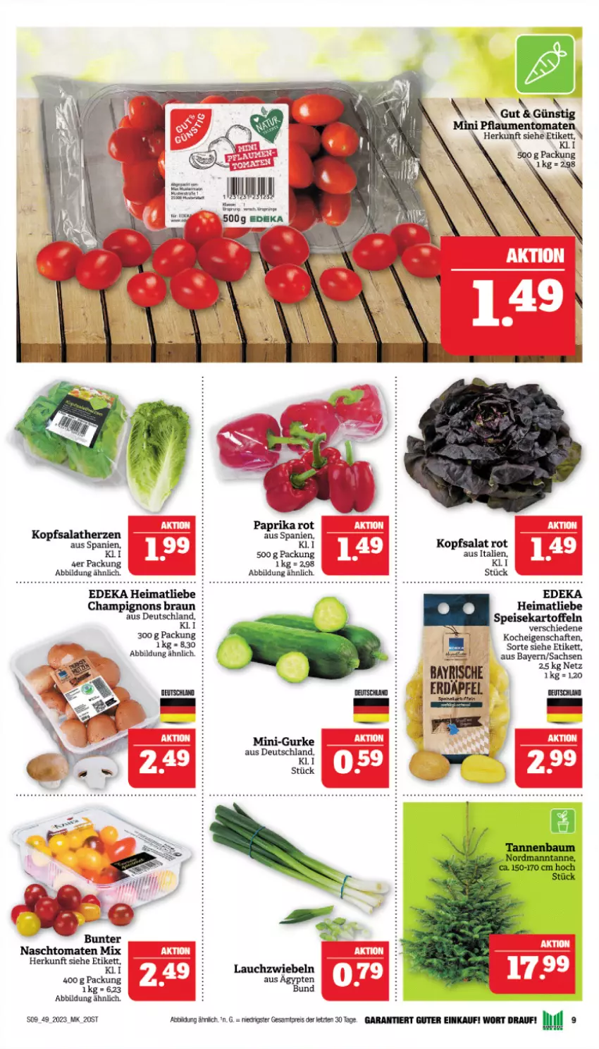 Aktueller Prospekt Marktkauf - Prospekt - von 03.12 bis 09.12.2023 - strona 9 - produkty: braun, champignon, champignons, champignons braun, deka, eis, gurke, kartoffel, kartoffeln, kopfsalat, Lauchzwiebel, lauchzwiebeln, paprika, paprika rot, pflaume, pflaumen, reis, sac, salat, salatherzen, speisekartoffeln, Ti, tomate, tomaten, ZTE, zwiebel, zwiebeln