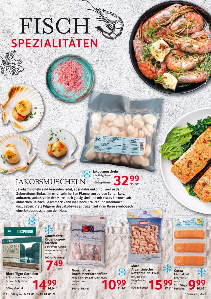 Aktueller Prospekt Selgros - Food - von 27.05 bis 01.06.2022 - strona 12 - produkty: beutel, braten, eis, elle, filet, forelle, garnelen, jako, Jakobsmuscheln, knoblauch, kräuter, lack, LG, mac, Muscheln, pfanne, reis, rel, saft, Schal, Schale, Soda, Ti, zitrone, zitronen, zitronensaft