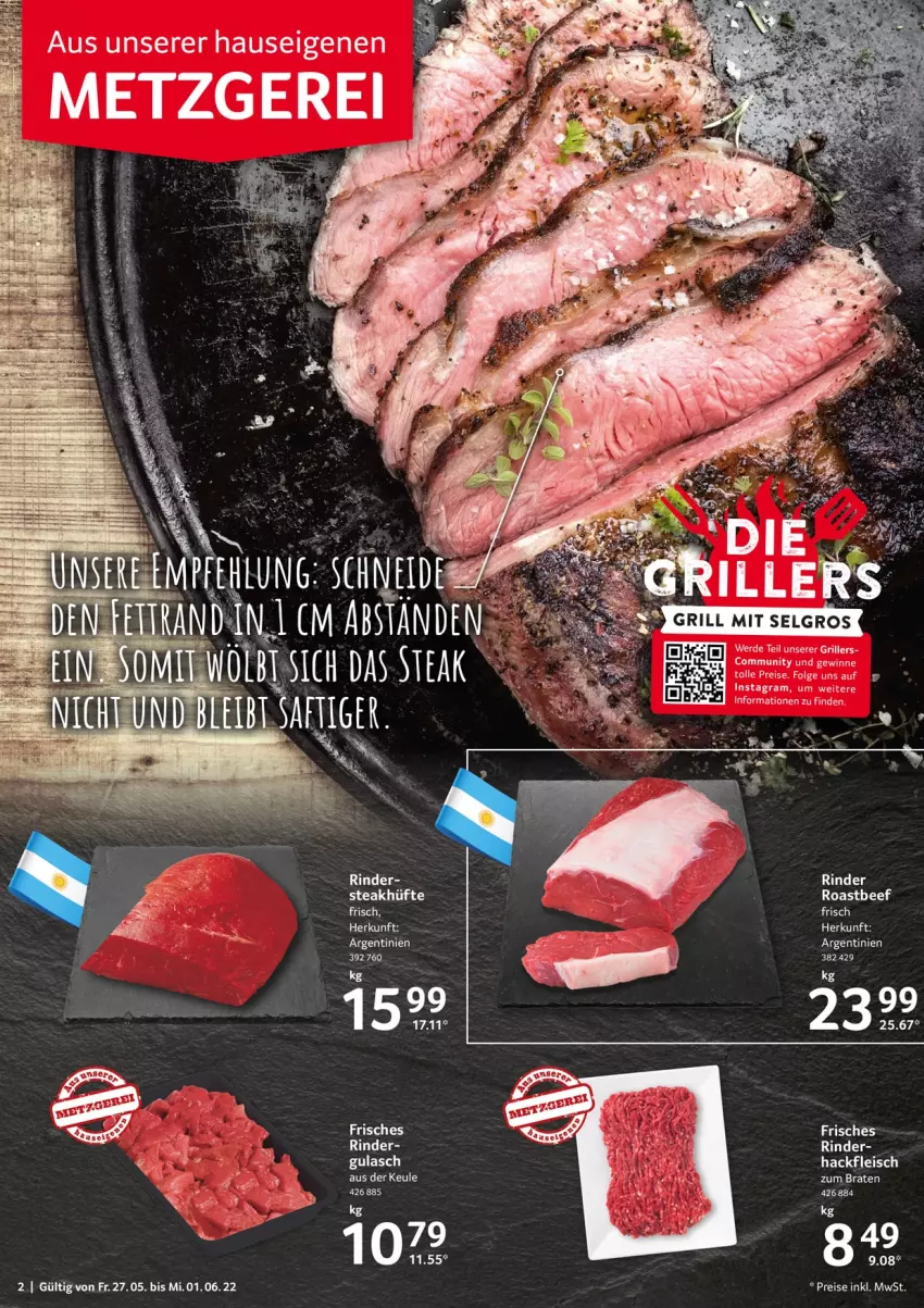 Aktueller Prospekt Selgros - Food - von 27.05 bis 01.06.2022 - strona 2 - produkty: beef, braten, eis, ente, erde, fleisch, grill, gulasch, hackfleisch, LG, reis, rind, rinder, roastbeef, steak, steakhüfte, Ti, Yo