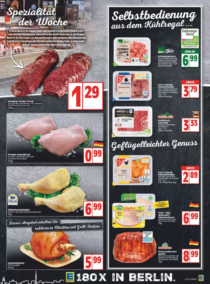 Aktueller Prospekt Edeka - Angebote der Woche - von 04.04 bis 09.04.2022 - strona 5 - produkty: axe, backofen, braten, eier, eis, feinschmecker, fleisch, gin, grill, gulasch, hackfleisch, hähnchenbrust, hähnchenflügel, hähnchenschenkel, Haxe, henkel, natur, Ofen, pute, putenbrust, rind, rinder, rinder-hackfleisch, rindfleisch, rwe, saft, schenkel, schinken, schnitten, schwein, steak, tender, Ti, wein, wiesenhof