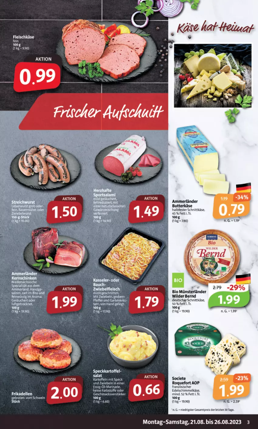 Aktueller Prospekt Markant - Prospekte - von 21.08 bis 26.08.2023 - strona 3 - produkty: ammerländer, bio, butter, butterkäse, dell, deutscher schnittkäse, eis, elle, essig, frikadellen, halbfester schnittkäse, Käse, mac, marinade, merl, reis, schnittkäse, Ti, Wild, Wilder Bernd, ZTE