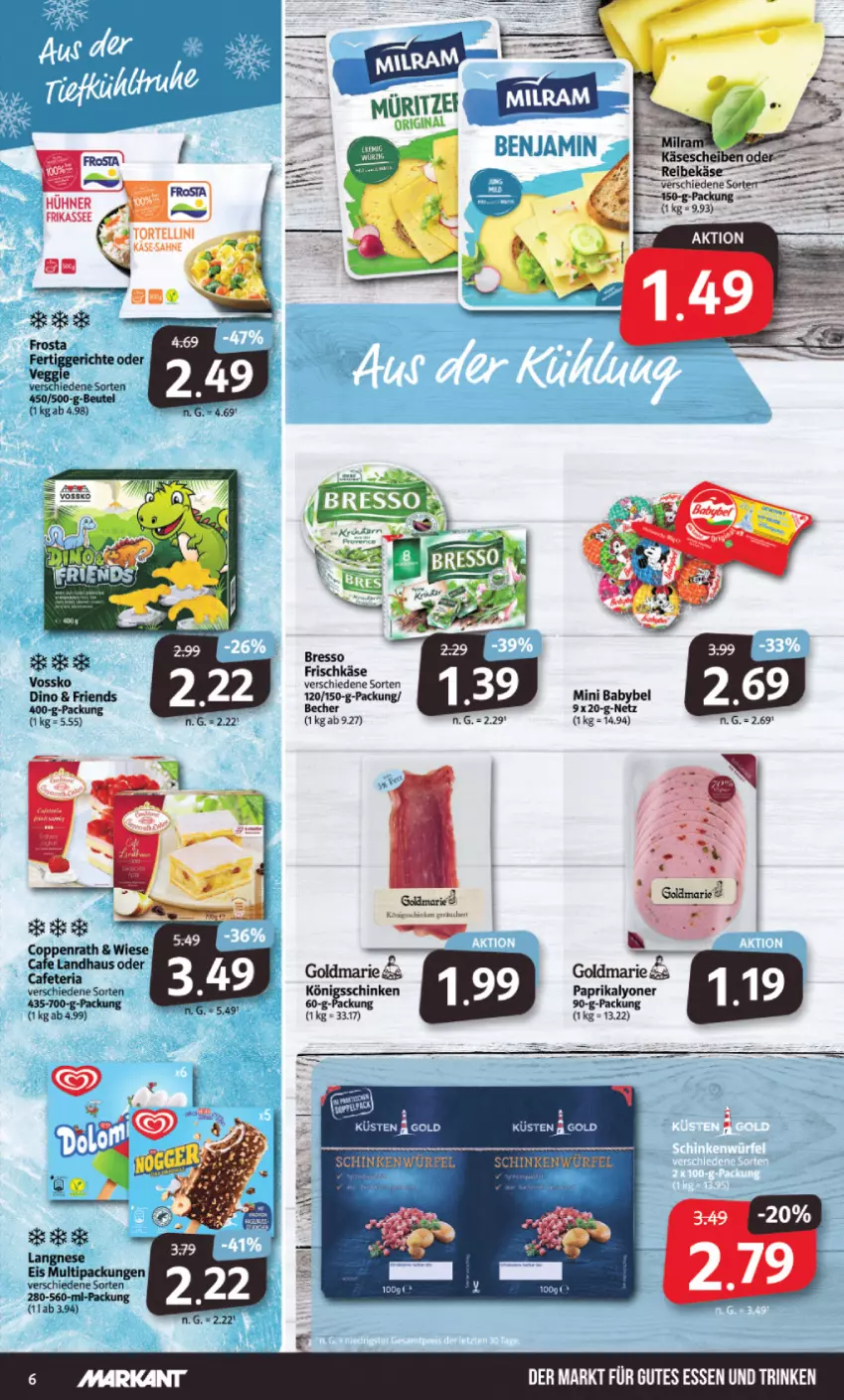 Aktueller Prospekt Markant - Prospekte - von 21.08 bis 26.08.2023 - strona 6 - produkty: babybel, beutel, bresso, dip, eis, frischkäse, gutes essen, Käse, langnese, langnese eis, lyoner, mini babybel, paprika, Ria, schinken, Ti, vossko, Yo