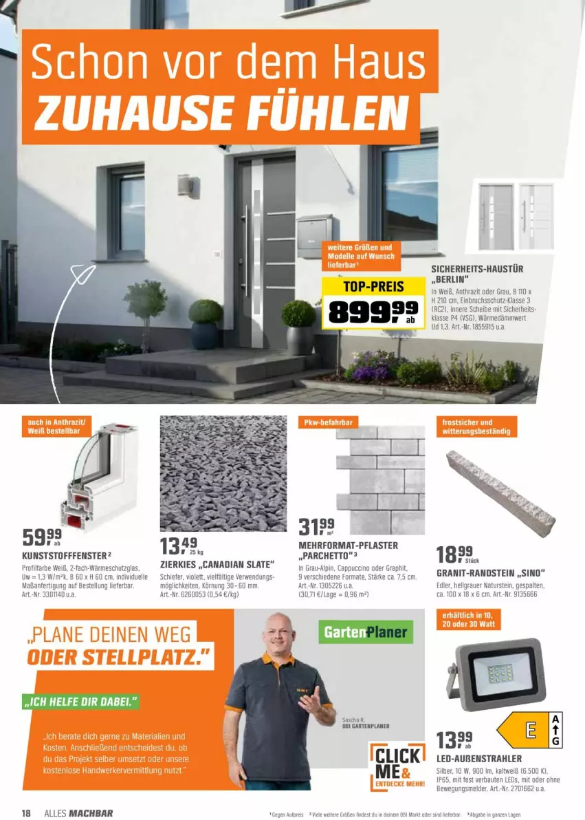 Aktueller Prospekt Obi - Prospekte - von 22.03 bis 10.04.2022 - strona 18 - produkty: auer, aust, Bau, Cap, cappuccino, cin, eis, elle, fenster, Garten, leds, LG, mac, natur, naturstein, pflaster, reis, rwe, Ti, top-preis