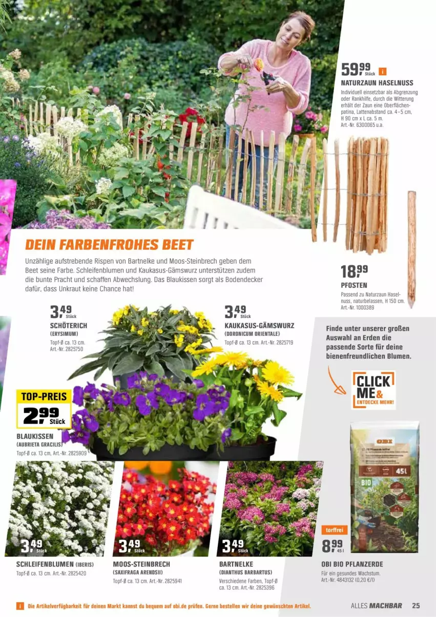 Aktueller Prospekt Obi - Prospekte - von 22.03 bis 10.04.2022 - strona 25 - produkty: asus, bio, blume, blumen, brie, decke, erde, haselnuss, kissen, Kraut, latte, mac, natur, nuss, pflanze, pflanzerde, sim, Ti, topf