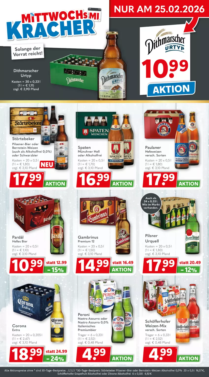Aktueller Prospekt Getraenkeland - von 15.02 bis 27.02.2026 - strona 3 - produkty: aktionspreis, alkohol, bestpreis, bestpreise, bier, corona, eis, elle, grapefruit, Hefe, hefeweizen, mars, Paula, paulaner, Peroni, pils, pilsener, Premiumbier, reis, schöfferhofer, Spaten, störtebeker, Ti, urtyp, zitrone
