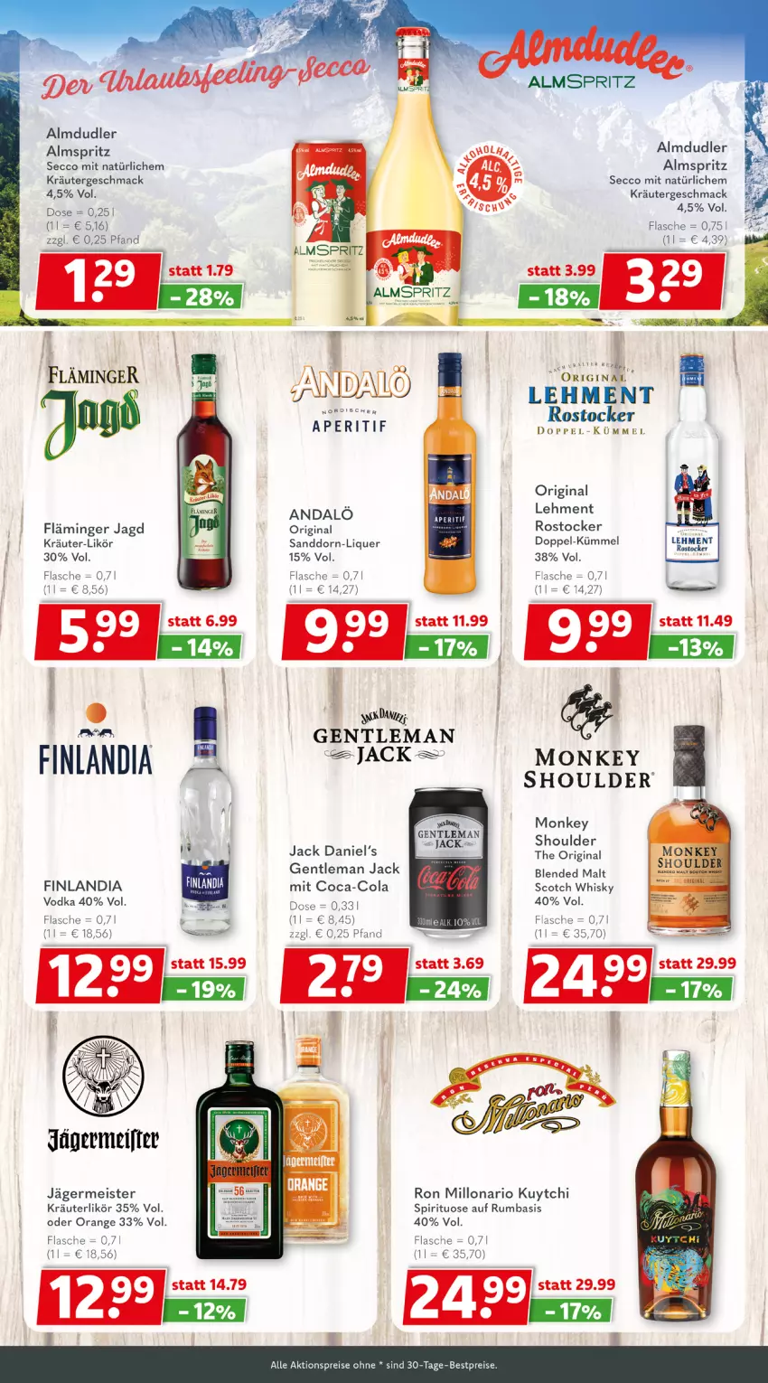 Aktueller Prospekt Getraenkeland - von 15.02 bis 27.02.2026 - strona 5 - produkty: aktionspreis, almdudler, aperitif, bestpreis, bestpreise, coca-cola, cola, ecco, eis, flasche, Germ, gin, jack daniel, Jack Daniel’s, jägermeister, kräuter, kräuterlikör, likör, mac, Meister, orange, reis, Rostocker, rum, sanddorn, scotch, scotch whisky, Ti, vodka, whisky