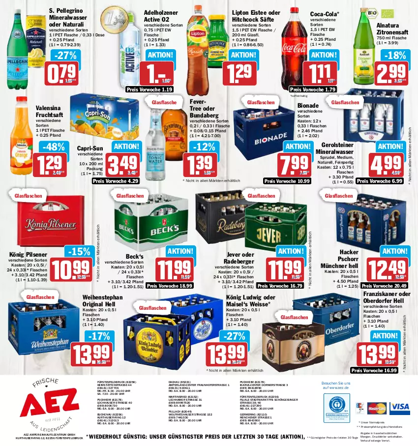 Aktueller Prospekt Aez - Prospekte - von 22.01 bis 27.01.2024 - strona 16 - produkty: adelholzener, AEZ, Alwa, Berger, bio, bionade, buch, Bundaberg, Cap, capri-sun, coca-cola, cola, drucker, eis, eistee, elle, Engel, ente, fisch, flasche, franziskaner, frucht, fruchtsaft, Germ, gerolsteine, gerolsteiner, gin, glasflasche, hacker pschorr, Holz, jever, kerze, könig pilsener, lipton, mais, mineralwasser, natur, natura, perla, pils, pilsener, radeberger, reis, rel, ring, rum, saft, säfte, Sprudel, steiner, tee, teller, Ti, uhr, valensina, wasser, weihenstephan, zitrone, zitronen, zitronensaft, ZTE