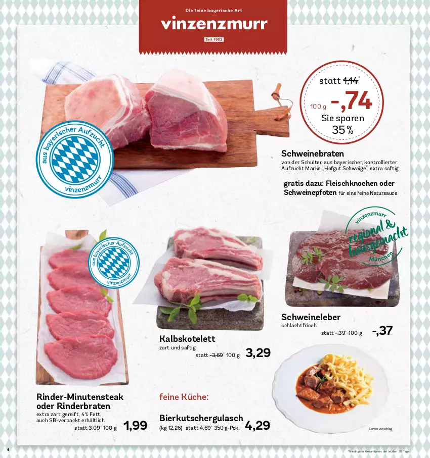 Aktueller Prospekt Aez - Prospekte - von 22.01 bis 27.01.2024 - strona 4 - produkty: bier, braten, eis, fleisch, gulasch, hofgut, kalbskotelett, kotelett, küche, natur, reis, rind, rinder, rinderbraten, saft, sauce, schwein, schweine, schweinebraten, Schweineleber, steak, Ti, trolli, wein, weine, ZTE