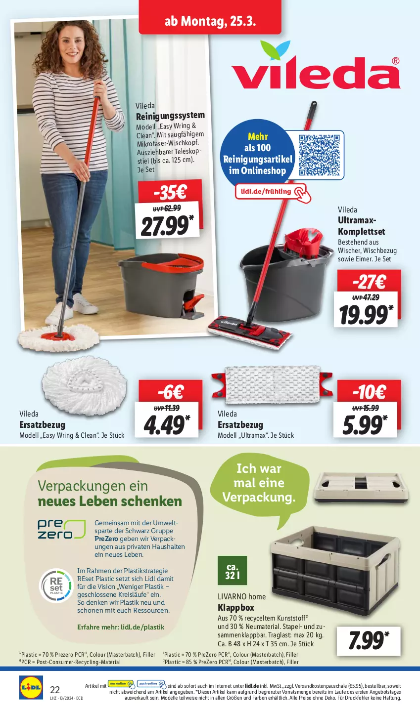 Aktueller Prospekt Lidl - Aktionsprospekt - von 25.03 bis 30.03.2024 - strona 26 - produkty: angebot, asti, Clin, dell, eimer, eis, elle, Klappbox, mikrofaser, Mode, ndk, rama, Reinigung, reis, Ria, ring, Schal, Schale, Teleskop, teleskopstiel, Ti, vileda, ZTE