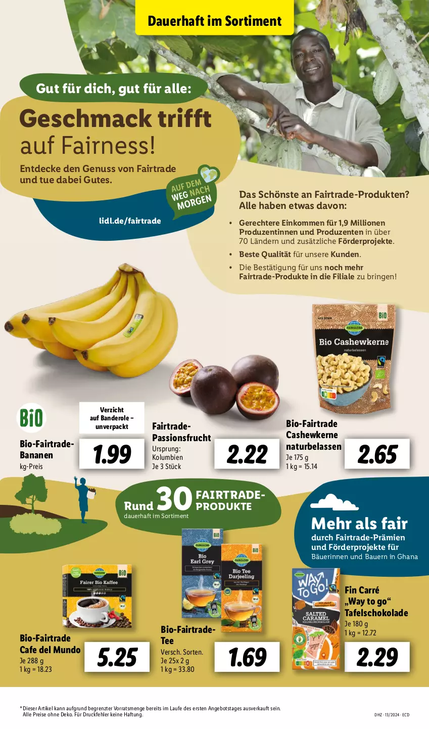 Aktueller Prospekt Lidl - Aktionsprospekt - von 25.03 bis 30.03.2024 - strona 61 - produkty: angebot, auer, banane, bananen, Bau, Bauer, bio, buch, Cashew, cashewkerne, decke, deutschsprachige reiseleitung, eis, elle, ente, frucht, inklusivleistungen, lion, mac, natur, nuss, passionsfrucht, reis, reiseverlauf, ring, schoko, schokolade, tafelschokolade, tee, Ti, ZTE