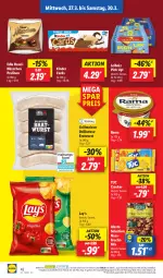 Gazetka promocyjna Lidl - Aktionsprospekt - Gazetka - ważna od 30.03 do 30.03.2024 - strona 54 - produkty: alesto, angebot, bratwurst, coupon, cracker, eis, frucht, grill, Kinder, leibniz, Meister, ndk, nuss, Pick Up!, pralinen, preisvorteil, rama, reis, Schal, Schale, Ti, tuc, wurst