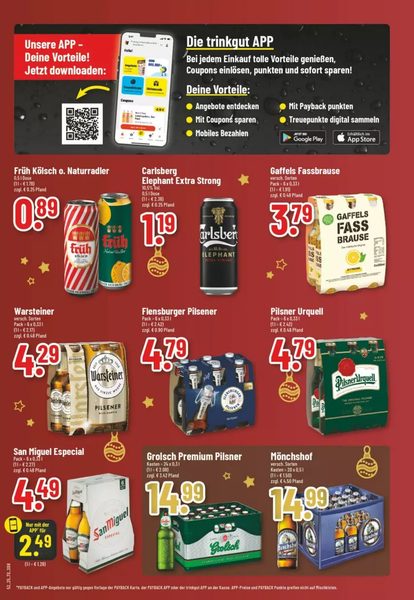 Aktueller Prospekt Trinkgut - Prospekte - von 21.12 bis 27.12.2025 - strona 8 - produkty: angebot, angebote, brause, burger, carlsberg, coupon, coupons, decke, eis, fassbrause, flensburger, Früh Kölsch, mönchshof, natur, payback, pils, pilsener, radler, reifen, reis, Ti