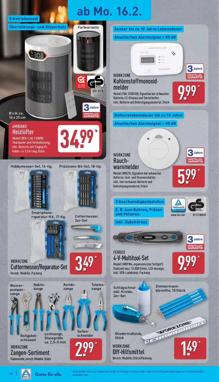Aktueller Prospekt Aldi Nord - Von Montag - von 16.02 bis 21.02.2026 - strona 15 - produkty: ambia, auer, batterie, Bau, Bleistift, bleistifte, deka, dell, eis, elle, fernbedienung, ferrex, gabel, gin, Hobby, HP, Kombizange, Kreide, ladekabel, LG, messer, Mode, Rabitzzange, Rauch, Ria, Schal, Seitenschneide, Signal, smartphone, stifte, telefon, Telefonzange, Ti, tisch, tragegriff, usb, wasser, Wasserpumpenzange, Zangen, ZTE