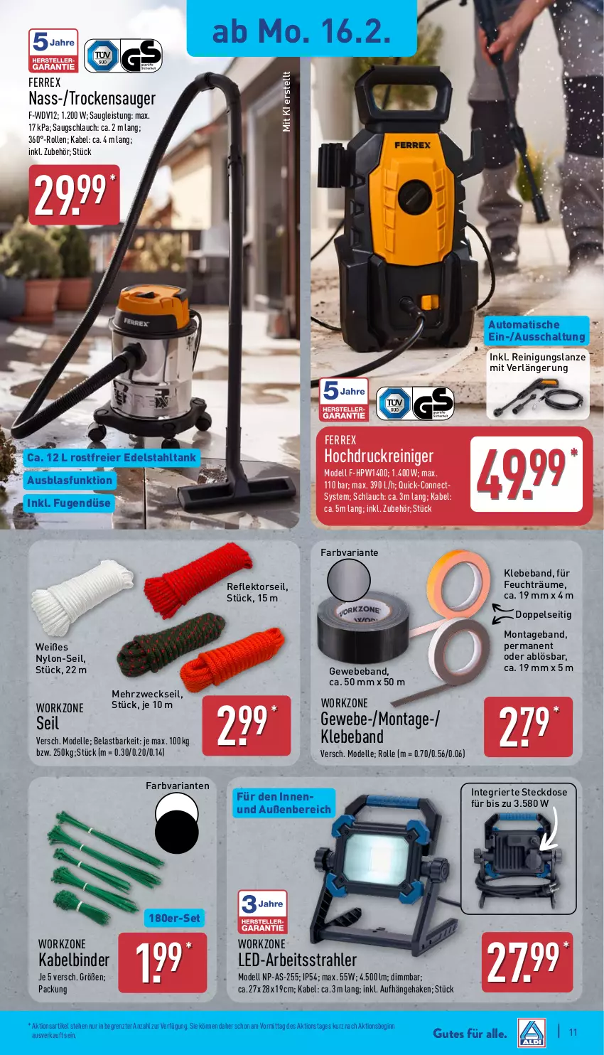 Aktueller Prospekt Aldi Nord - Von Montag - von 16.02 bis 21.02.2026 - strona 16 - produkty: auto, Beba, dell, edelstahl, eier, eis, elle, ferrex, gin, hochdruckreiniger, HP, Mode, reiniger, Reinigung, Ria, Schal, schlauch, steckdose, Ti, tisch, Trockensauger, usb, weck, ZTE