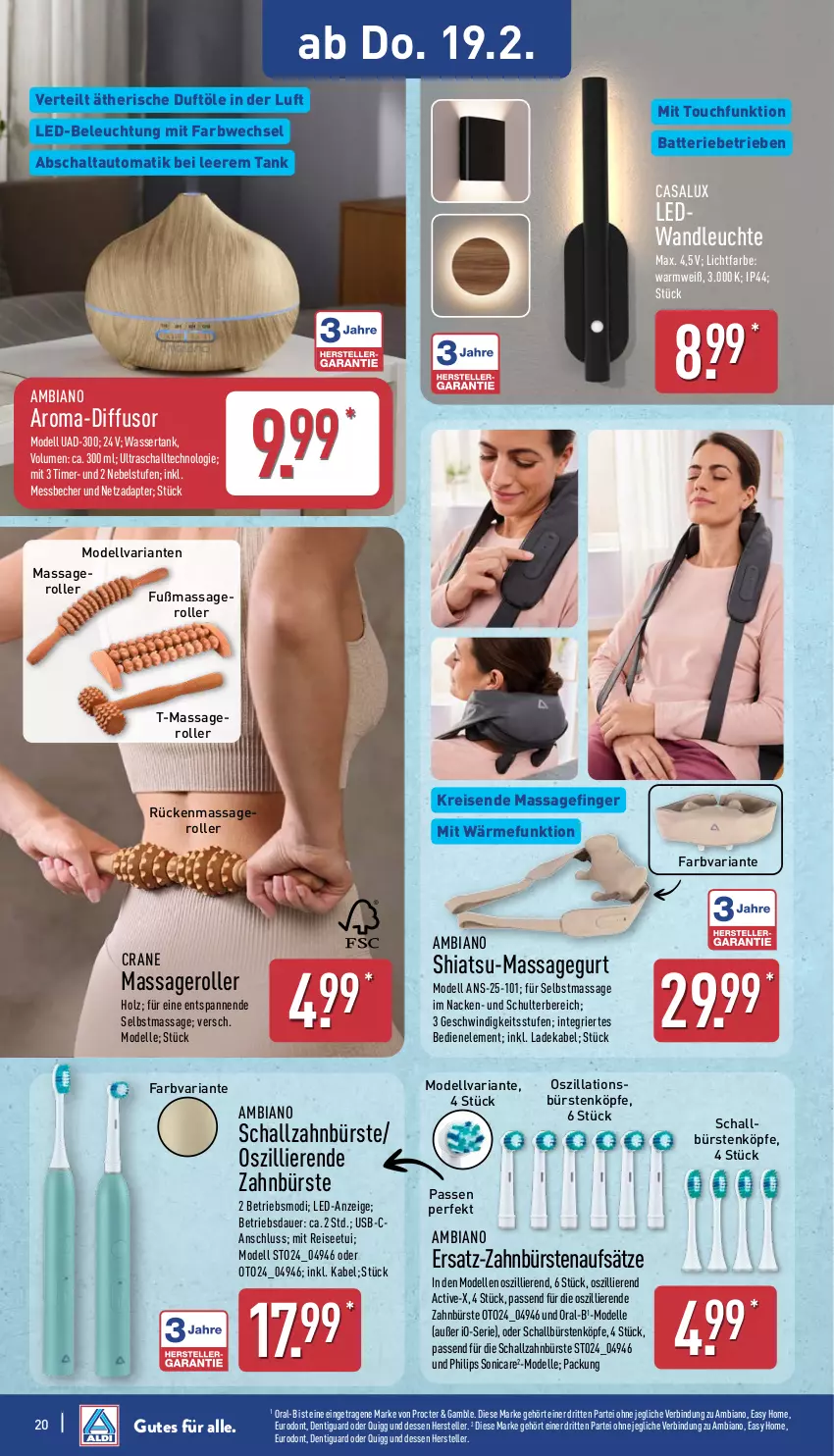 Aktueller Prospekt Aldi Nord - Von Montag - von 16.02 bis 21.02.2026 - strona 25 - produkty: adapter, ambia, auer, auto, batterie, Becher, beleuchtung, bürste, bürsten, deka, dell, eis, elle, Holz, ladekabel, led-beleuchtung, Leuchte, Messbecher, Mode, oral-b, Philips, quigg, reis, Ria, Roller, Schal, schallzahnbürste, sonicare, teller, Ti, timer, usb, wasser, wassertank, zahnbürste, zahnbürsten