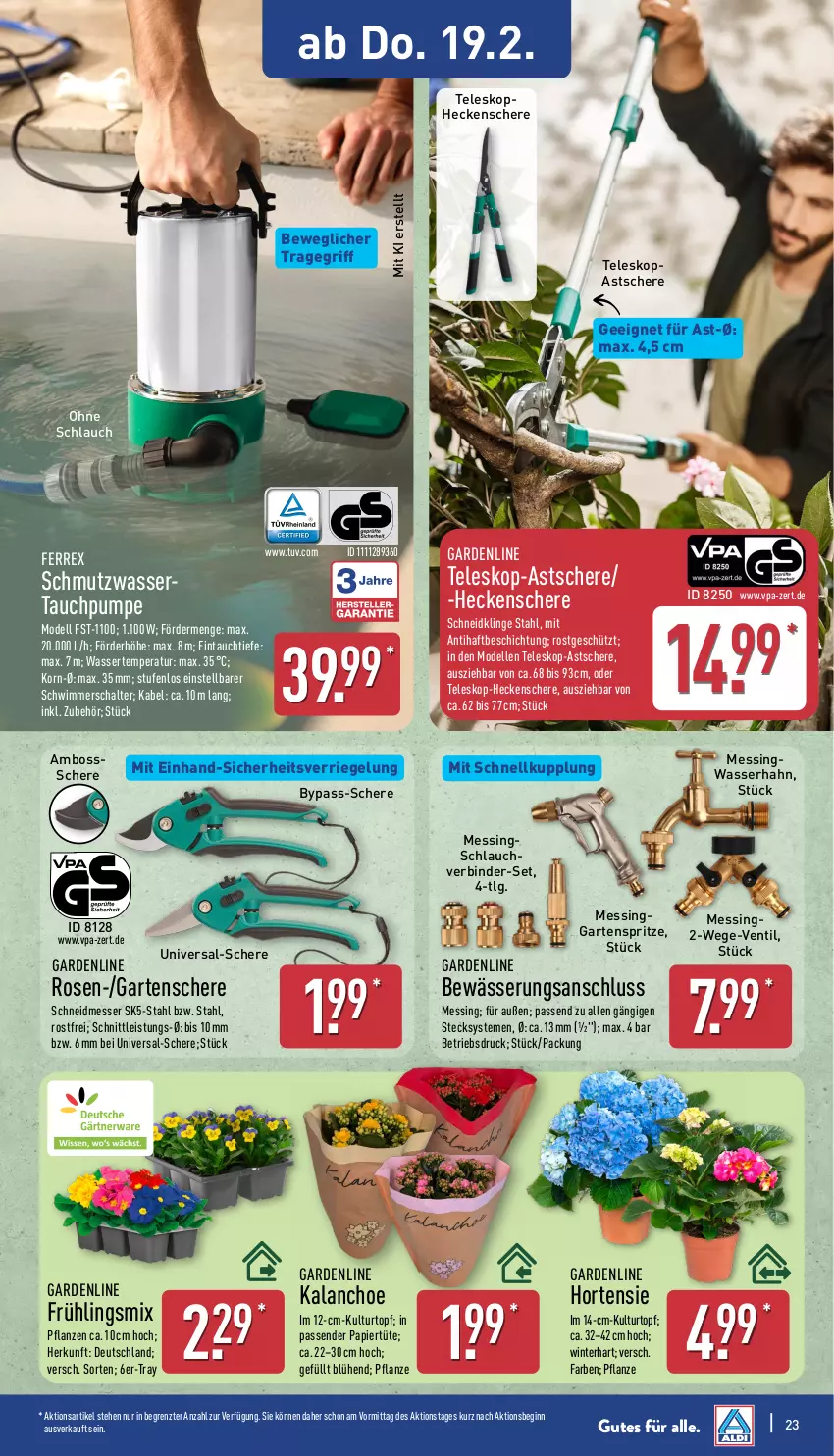 Aktueller Prospekt Aldi Nord - Von Montag - von 16.02 bis 21.02.2026 - strona 28 - produkty: Blüte, boss, Brei, dell, eis, elle, ferrex, Garten, Gartenschere, gin, heckenschere, hortensie, HP, Kalanchoe, korn, kulturtopf, LG, messer, Mode, papier, Papiertüte, pflanze, pflanzen, riegel, rosen, Schal, Schere, schlauch, Teleskop, Ti, topf, tragegriff, Tüte, wasser, ZTE