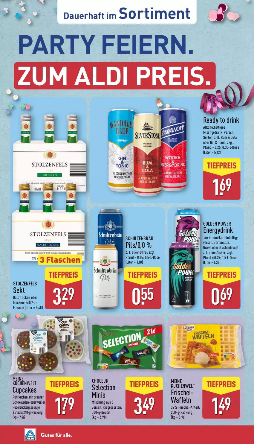 Aktueller Prospekt Aldi Nord - Von Montag - von 16.02 bis 21.02.2026 - strona 34 - produkty: aldi, alkohol, auer, beutel, braun, cola, drink, eier, eis, flasche, frucht, getränk, gin, Guave, kuchen, pils, reis, riegel, rum, schoko, schokolade, schokoladen, sekt, Ti, tiefpreis, tonic, waffeln, zucker