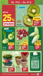 Gazetka promocyjna Aldi Nord - Von Montag - Gazetka - ważna od 21.02 do 21.02.2026 - strona 3 - produkty: Blüte, Brei, früchte, gin, Kalanchoe, kiwi, kohlrabi, kulturtopf, LG, papier, Papiertüte, pflanze, pflanzen, Schal, Schale, Ti, topf, Tüte, ZTE, zwiebel, zwiebeln