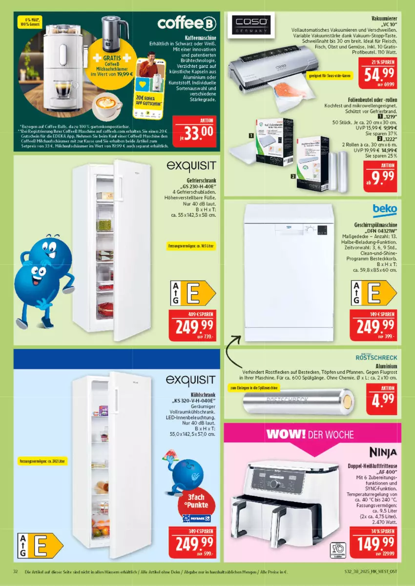 Aktueller Prospekt Marktkauf - Prospekt - von 14.09 bis 20.09.2025 - strona 32 - produkty: auto, ball, beko, beleuchtung, besteck, bestecke, bett, beutel, Brei, decke, deka, eis, elle, fisch, fleisch, Garten, gefrierschrank, geschirr, korb, kühlschrank, LG, mikrowelle, milch, milchaufschäumer, obst, Obst und Gemüse, pfanne, pfannen, reis, Ria, Schrank, schubladen, Stier, Ti, tisch, und gemüse, und pfanne, Vakuumierer