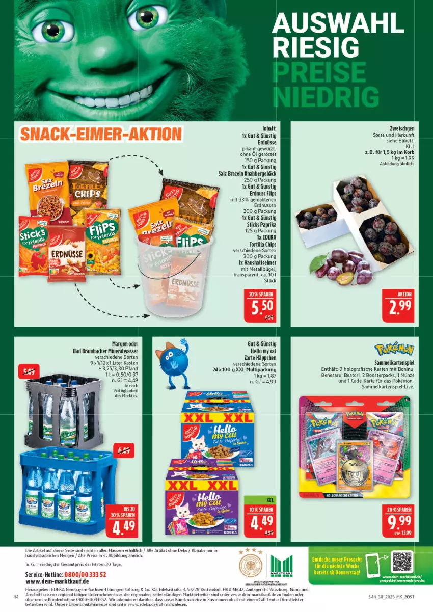 Aktueller Prospekt Marktkauf - Prospekt - von 14.09 bis 20.09.2025 - strona 44 - produkty: Alwa, Astra, aust, Bad, bügel, chips, deka, eimer, eis, ente, erdnüsse, erdnüssen, fisch, fische, gewürz, Kartenspiel, korb, mineralwasser, nuss, paprika, reis, ring, sac, salz, Ti, tortilla, Tortilla Chips, wasser, ZTE
