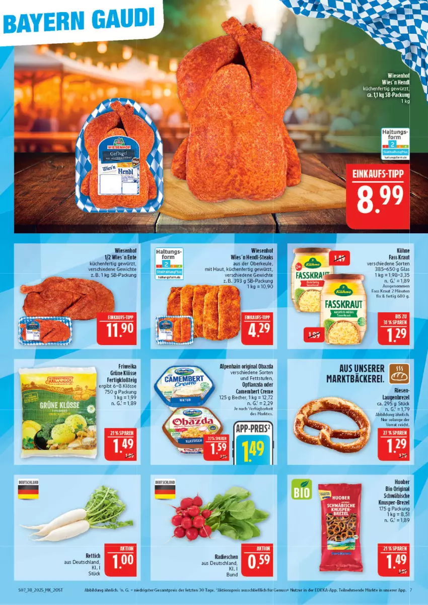 Aktueller Prospekt Marktkauf - Prospekt - von 14.09 bis 20.09.2025 - strona 7 - produkty: Alpenhain, Becher, bio, brezel, camembert, camembert creme, creme, gin, huober, Kraut, Kühne, obazda, radieschen, Rettich, Ti