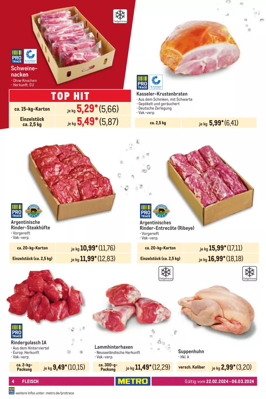 Aktueller Prospekt Metro - GastroJournal - von 22.02 bis 06.03.2024 - strona 2 - produkty: axe, braten, eis, entrecôte, fleisch, gulasch, Haxe, kasseler, krustenbraten, lamm, Metro, rind, rinder, rindergulasch, schinken, schwein, schweine, schweinenacken, steak, steakhüfte, suppe, suppen, Suppenhuhn, Ti, wein, weine