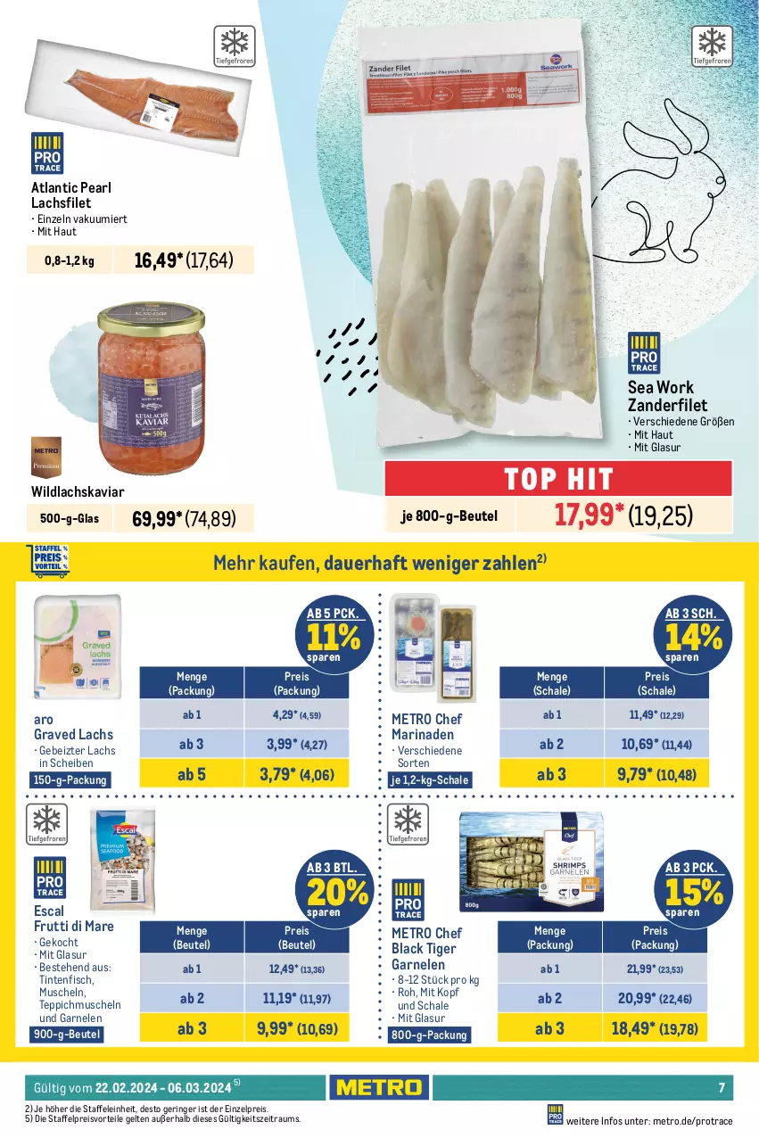 Aktueller Prospekt Metro - GastroJournal - von 22.02 bis 06.03.2024 - strona 5 - produkty: Abtei, angebot, angebote, aqua, auer, beutel, brut, cin, eis, elle, ente, erde, escal, filet, fisch, fische, fleisch, frischfisch, frutti di mare, garnelen, Graved Lachs, lachs, lachsfilet, lack, marinade, Meerwasser, Metro, Muscheln, preisvorteil, Ragout, reis, ring, Rotbarsch, rotbarschfilet, rwe, Schal, Schale, teppich, Ti, trolli, wasser, Wild, wildlachs, Zander, ZTE