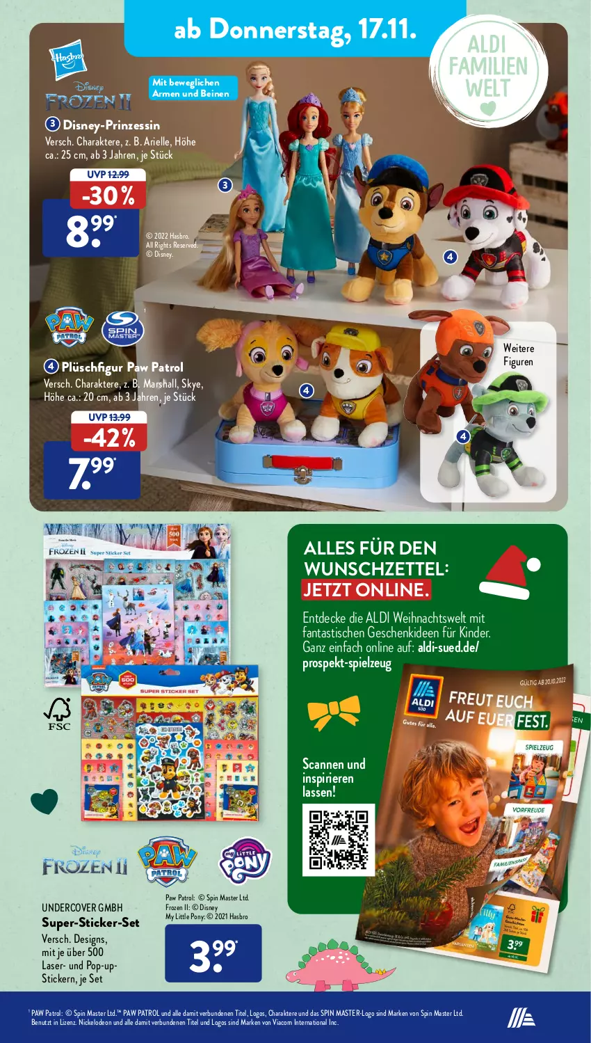 Aktueller Prospekt AldiSud - NÄCHSTE WOCHE - von 14.11 bis 19.11.2022 - strona 33 - produkty: aldi, ariel, asti, decke, deo, disney, elle, fanta, Hasbro, Kinder, mars, Paw Patrol, Plüsch, spielzeug, Ti, tisch