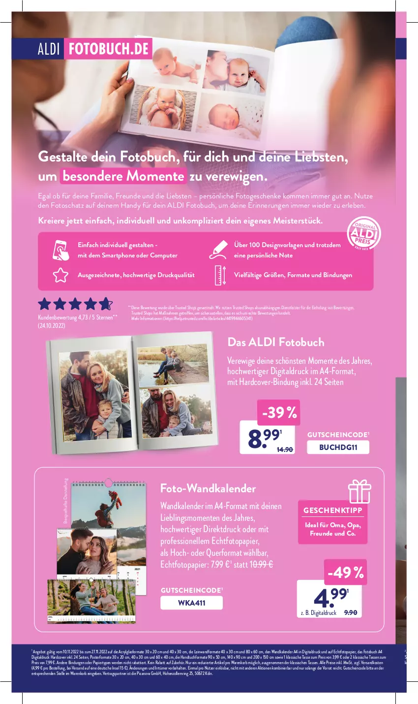 Aktueller Prospekt AldiSud - NÄCHSTE WOCHE - von 14.11 bis 19.11.2022 - strona 57 - produkty: aldi, angebot, buch, computer, eier, eis, elle, ente, erde, Fotobuch, gutschein, handtuch, Handy, korb, LG, Meister, ndk, papier, pute, reis, ring, smartphone, tasse, Ti, tuc, Wandkalender