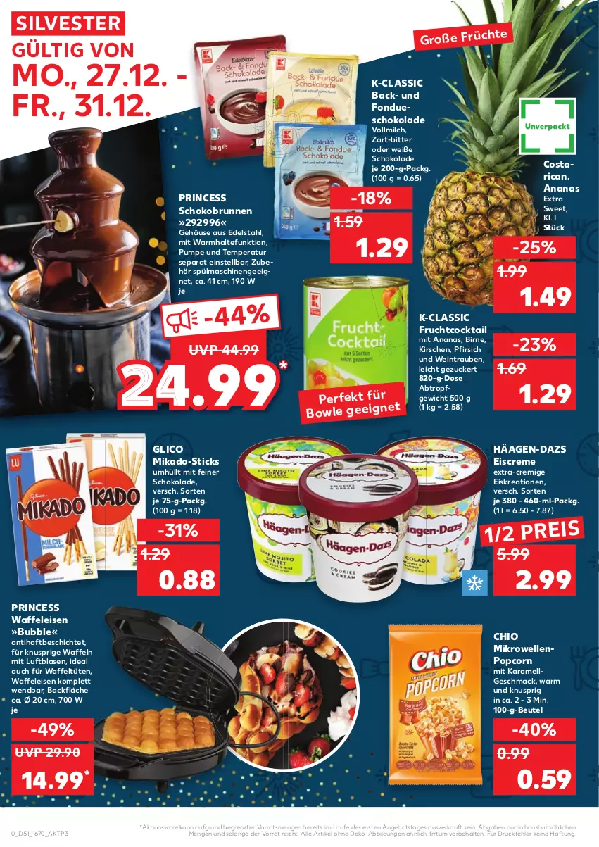 Aktueller Prospekt Kaufland - von 27.12 bis 31.12.2021 - strona 6 - produkty: ananas, angebot, beutel, bowle, brunnen, cocktail, creme, edelstahl, eis, eiscreme, elle, Fondue, frucht, häagen-dazs, karamell, kirsch, kirsche, kirschen, LG, mac, mikado, mikrowelle, milch, pfirsich, popcorn, reis, schoko, schokolade, spülmaschinen, Ti, trauben, Tüte, vollmilch, Waffeleisen, waffeln, wein, Weiße Schokolade, ZTE, zucker