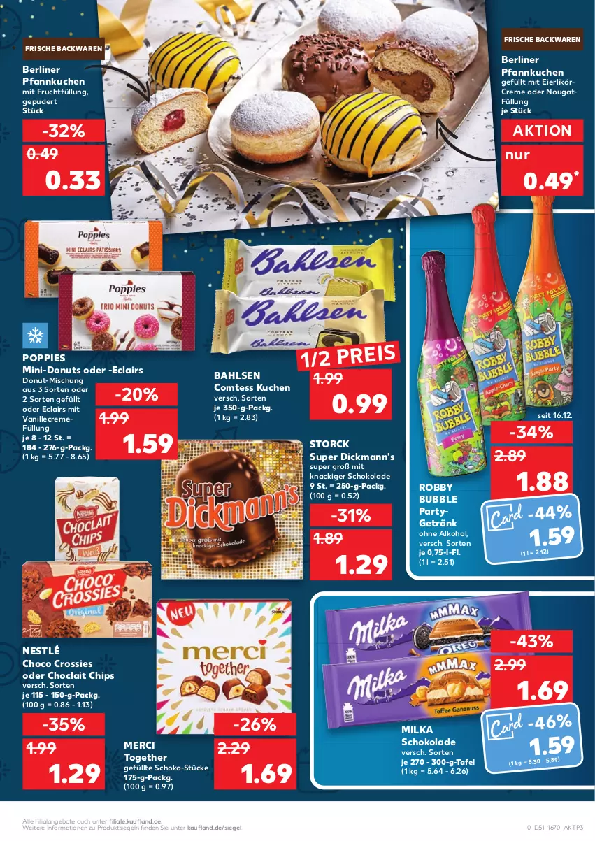 Aktueller Prospekt Kaufland - von 27.12 bis 31.12.2021 - strona 7 - produkty: alkohol, angebot, angebote, backwaren, bahlsen, berliner, chips, choclait chips, choco crossies, comtess, comtess kuchen, creme, crossies, Dickmann's, Donut, donuts, eier, eierlikör, eis, frische backwaren, frucht, getränk, kuchen, likör, merci, milka, milka schokolade, mit frucht, nestlé, ohne alkohol, Pfannkuchen, Popp, reis, robby, schoko, schokolade, storck, Ti, vanille