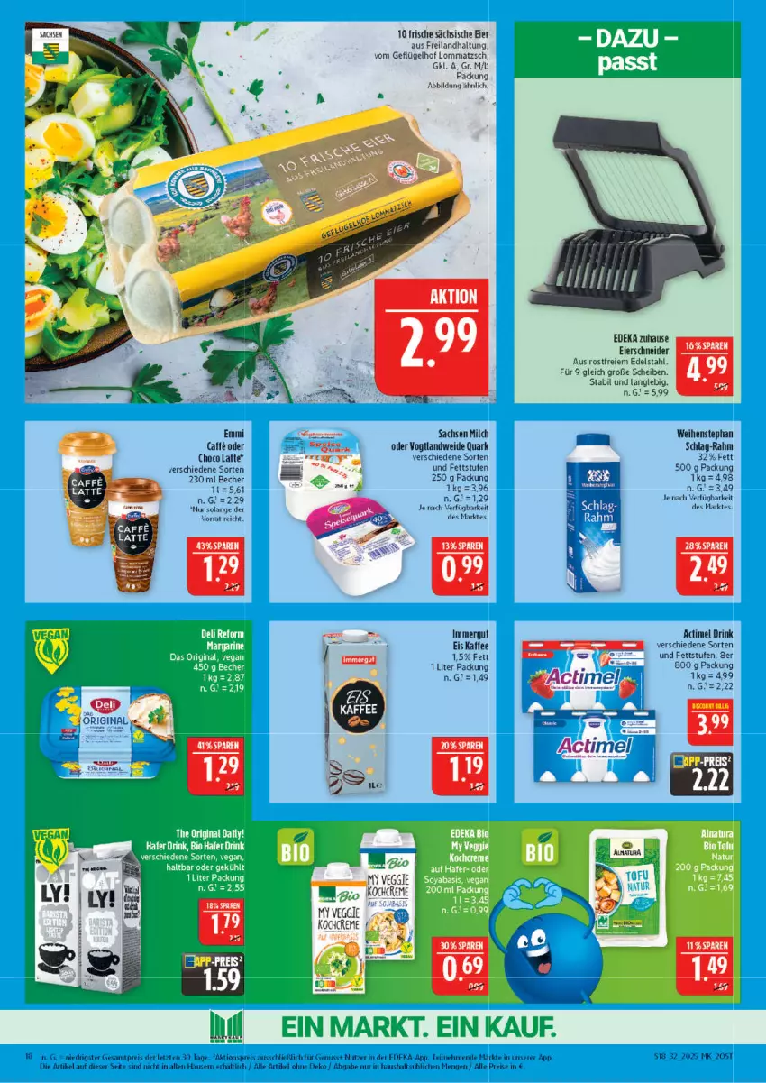 Aktueller Prospekt Marktkauf - Prospekt - von 03.08 bis 09.08.2025 - strona 18 - produkty: actimel, actimel drink, aktionspreis, Becher, creme, deka, drink, edelstahl, eier, eis, emmi, Geflügel, immergut, kaffee, Kochcreme, latte, milch, nuss, quark, reis, sac, Ti, usb, veggie, weihenstephan, ZTE