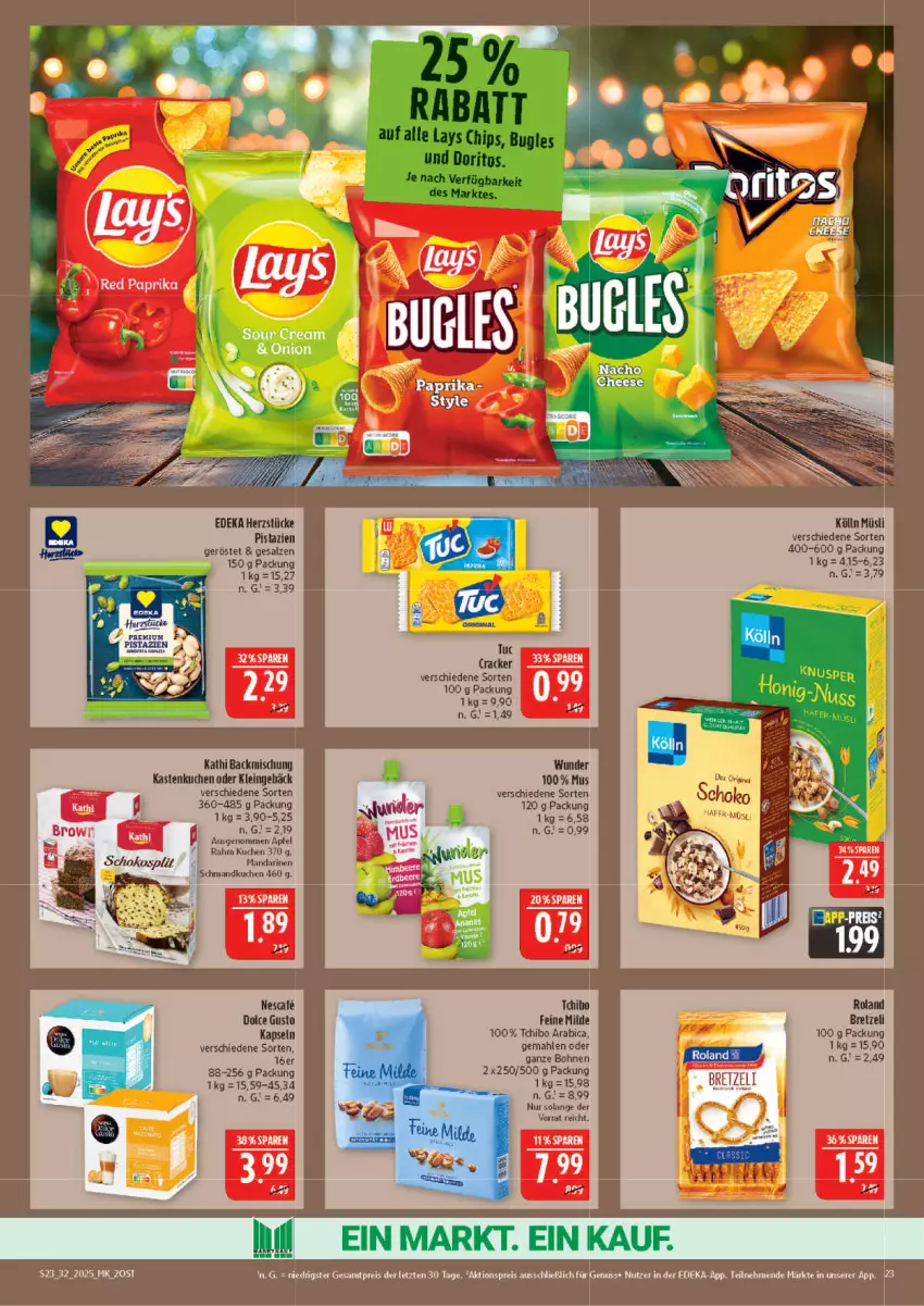 Aktueller Prospekt Marktkauf - Prospekt - von 03.08 bis 09.08.2025 - strona 23 - produkty: aktionspreis, apfel, backmischung, bohne, bohnen, cracker, deka, eis, Kastenkuchen, kölln, kuchen, müsli, ndk, nuss, pistazien, reis, salz, schmand, Tchibo, Ti, tuc, ZTE