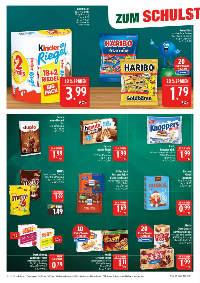 Aktueller Prospekt Marktkauf - Prospekt - von 03.08 bis 09.08.2025 - strona 6 - produkty: aktionspreis, chips, choclait chips, choco crossies, crossies, deka, duplo, eis, hanuta, haribo, nuss, reis, riegel, rwe, schoko, schokolade, tee, Ti, ZTE