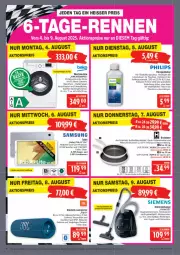 Gazetka promocyjna Marktkauf - Prospekt - Gazetka - ważna od 09.08 do 09.08.2025 - strona 40 - produkty: akku, aktionspreis, auer, backofen, Bau, beko, bodenstaubsauger, bratpfanne, edelstahl, eis, entkalker, frontkamera, gefu, hygienefilter, kaffee, kamera, lautsprecher, mac, Ofen, pfanne, Philips, Rauch, reis, Ria, ring, Samsung, Schal, siemens, staubsauger, tablet, Teleskop, Ti, waschmaschine, wasser