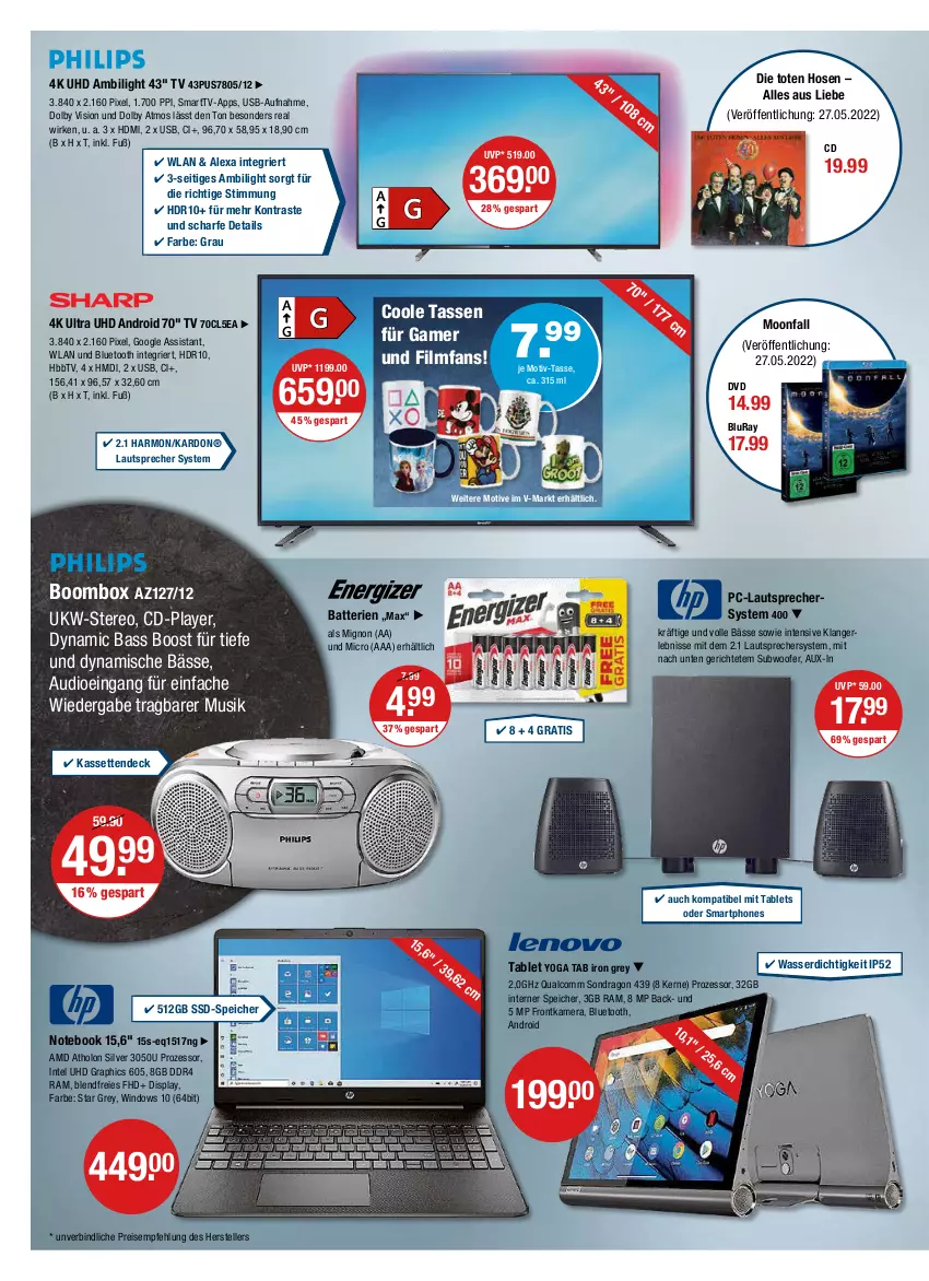 Aktueller Prospekt Vmarkt - V-Markt - von 27.05 bis 01.06.2022 - strona 16 - produkty: alexa, batterie, batterien, dvd, eis, elle, frontkamera, HbbTV, HD Graphics, HDMI, hose, hosen, Intel, kamera, lautsprecher, notebook, reis, smartphone, smartphones, ssd, SSD-Speicher, Subwoofer, tablet, Tablets, tasse, teller, Ti, uhd, usb, wasser, Yo