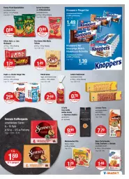 Gazetka promocyjna Vmarkt - V-Markt - Gazetka - ważna od 01.06 do 01.06.2022 - strona 9 - produkty: beutel, bohne, butter, butterkeks, caffe, chips, cracker, crunchips, duplo, erdnuss, espresso, funny-frisch, gelee, haselnuss, kaffee, kaffeepads, keks, Kinder, kinder riegel, kitkat, knoppers, lavazza, leibniz, lion, lorenz, lorenz crunchips, mac, mestemacher, milch, nuss, riegel, sahne, senseo, snack, snacks, Spezi, Ti, wasa