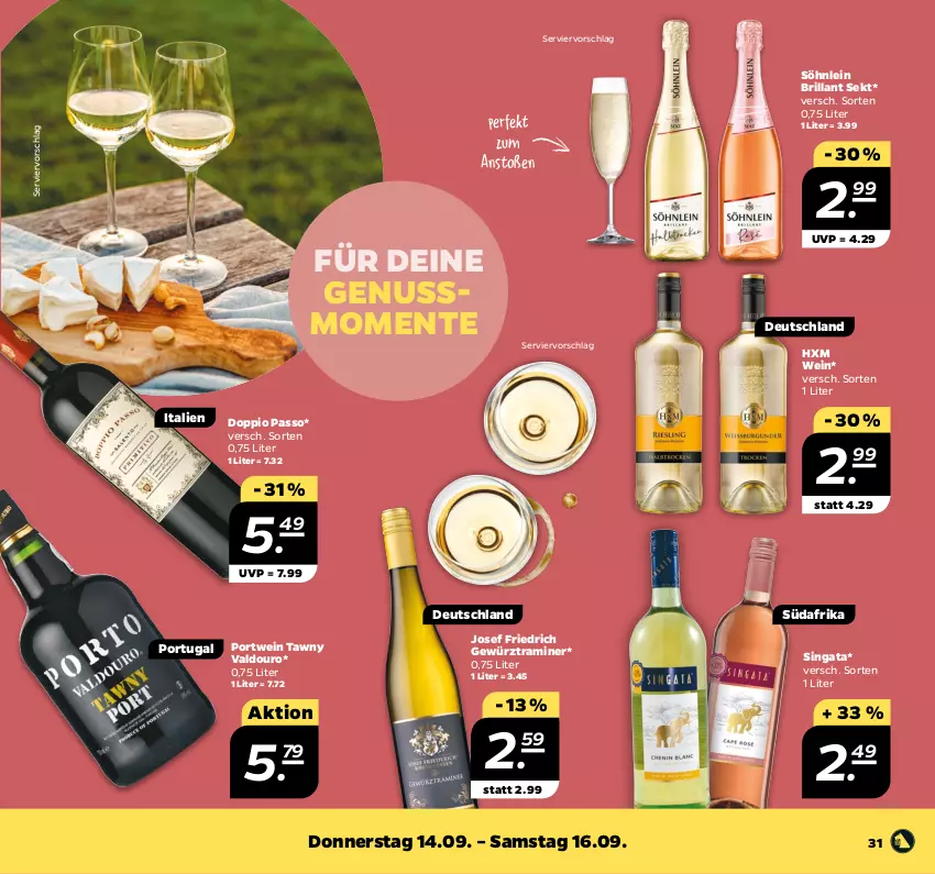 Aktueller Prospekt Netto - Woche 37 - von 11.09 bis 16.09.2023 - strona 31 - produkty: brillant sekt, doppio passo, ente, gewürz, nuss, passo, Portwein, sekt, söhnlein, söhnlein brillant, Ti, valdo, wein