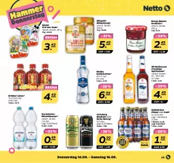 Gazetka promocyjna Netto - Woche 37 - Gazetka - ważna od 16.09 do 16.09.2023 - strona 25 - produkty: Alwa, Blüte, blütenhonig, bonne maman, carlsberg, flasche, frucht, gerolsteine, gerolsteiner, Gorbatschow, honig, Kinder, konfitüre, mam, mineralwasser, pils, pilsner, spirituosen, steiner, Ti, wasser, winkelhausen, wodka