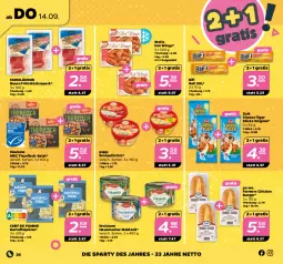 Gazetka promocyjna Netto - Woche 37 - Gazetka - ważna od 16.09 do 16.09.2023 - strona 26 - produkty: aufstrich, bacon, bifi, brot, brotaufstrich, burger, dreistern, eis, fisch, Frühstücksspeck, gin, Hausmacher, hawesta, kartoffel, Kartoffelpüree, mac, Popp, püree, reis, salat, Speck, thunfisch, Ti, zott