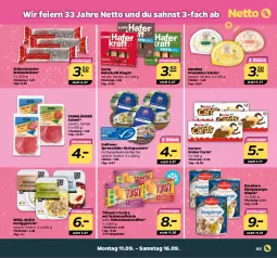 Gazetka promocyjna Netto - Woche 37 - Gazetka - ważna od 16.09 do 16.09.2023 - strona 5 - produkty: Becher, Berger, brustfilet, corny, dreistern, eier, eis, erde, ferrero, fertiggericht, filet, fleisch, frischkäse, hafer, hähnchenbrust, hähnchenbrustfilet, hering, Herings, Käse, Kinder, Königsberger Klopse, kraft, reis, riegel, ring, salami, salat, salate, Schal, Schale, schinken, schoko, spreewälder, Ti, toast, toasty