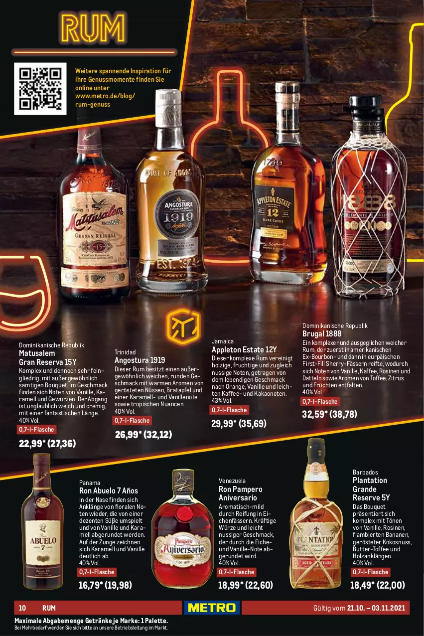 Aktueller Prospekt Metro - Whisky & Rum Spezial - von 21.10 bis 03.11.2021 - strona 10