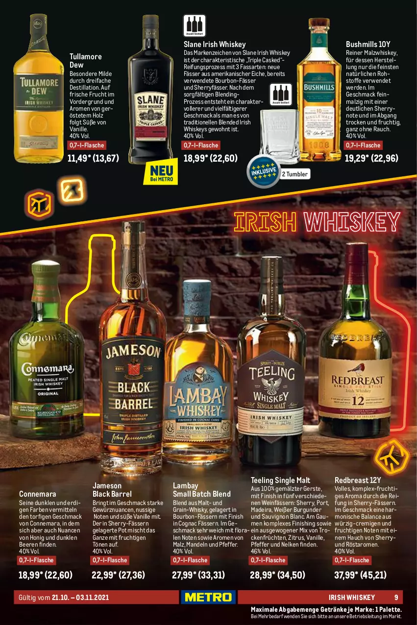 Aktueller Prospekt Metro - Whisky & Rum Spezial - von 21.10 bis 03.11.2021 - strona 9