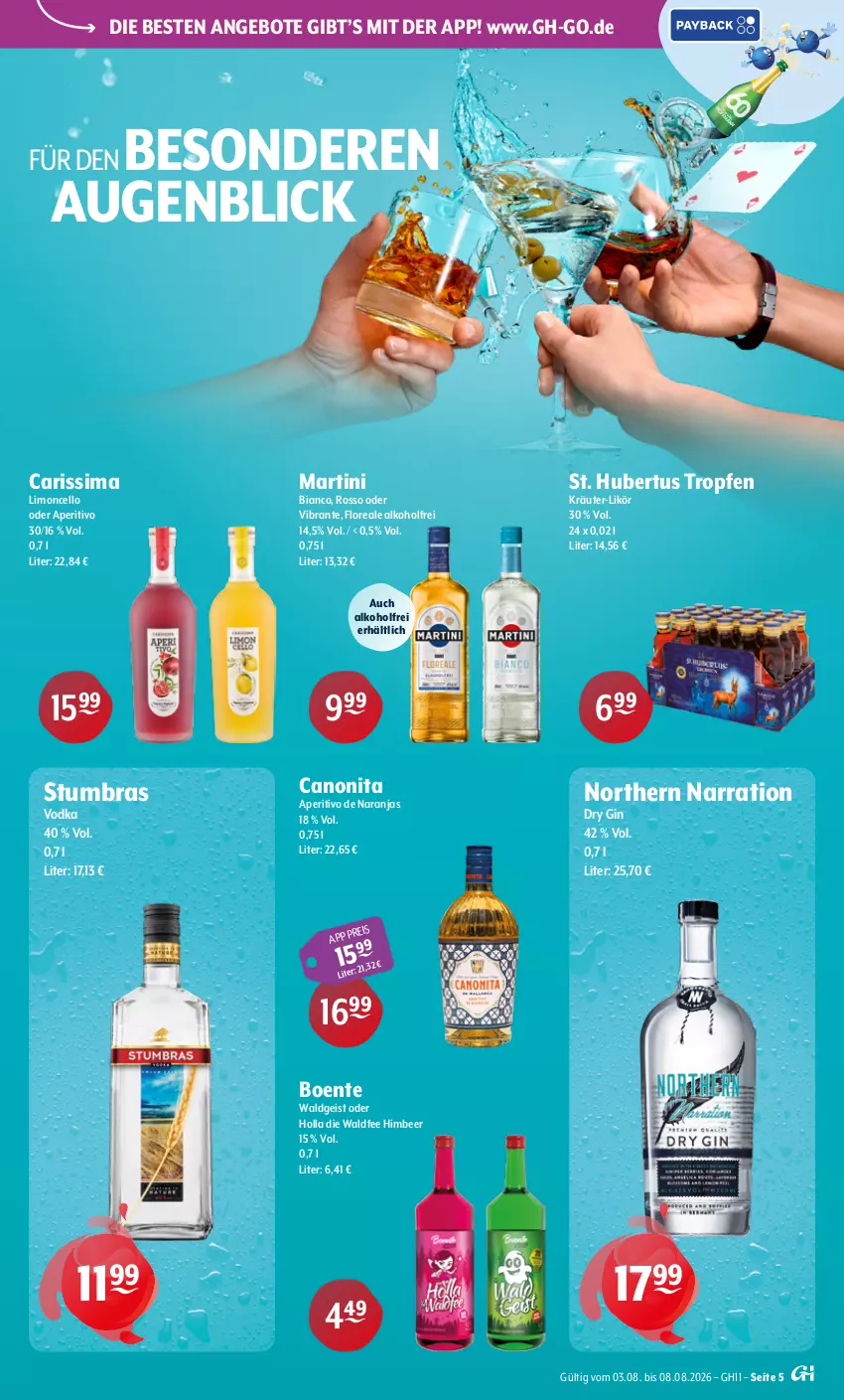 Aktueller Prospekt Getraenke Hoffmann - Prospekte - von 03.08 bis 08.08.2026 - strona 5 - produkty: alkohol, angebot, angebote, canon, dry gin, eis, ente, gin, himbeer, kräuter, likör, limo, loreal, martini, sim, Ti, vodka
