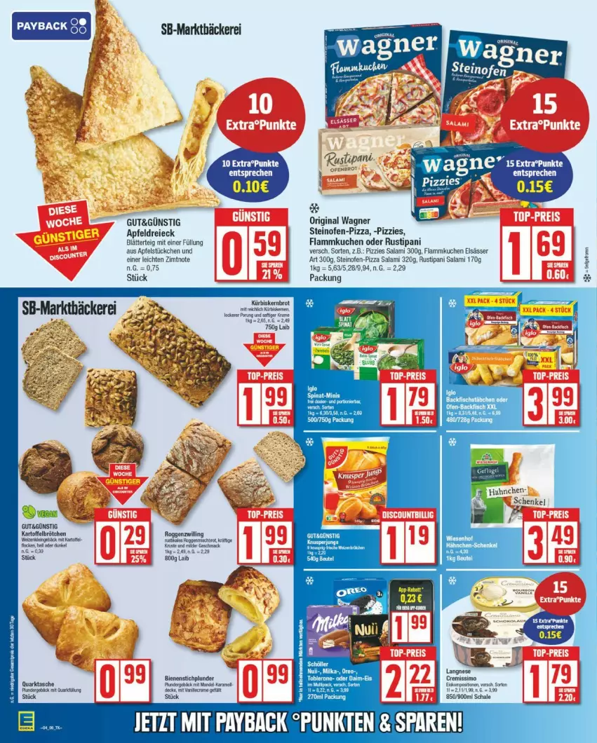 Aktueller Prospekt Edeka - Prospekte - von 20.01 bis 25.01.2025 - strona 10 - produkty: Alwa, apfel, blätterteig, brot, brötchen, flammkuchen, gin, HP, kartoffel, kuchen, Kürbis, lamm, mandel, Ofen, pizza, Plunder, quark, rustipani, salami, Schal, Schale, slip, steinofen, Tasche, tee, Ti, wagner